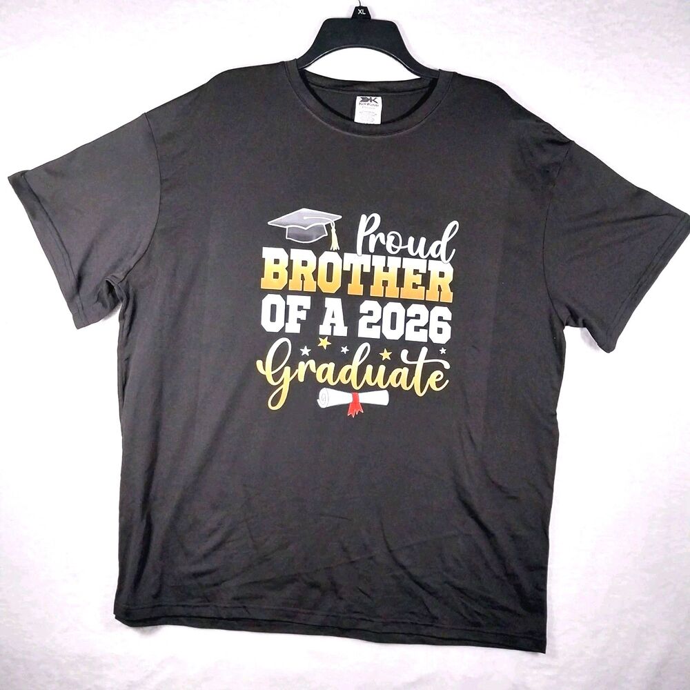 Proud Brother Of A 2026 Graduate T Shirt Black Graphic Tee M Size 2XL XXL #E111